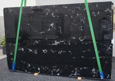 Supply polished slabs 0.8 cm in natural marble BLACK PRESTIGE 1496. Detail image pictures 