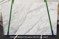 Supply polished slabs 1.2 cm in natural marble CALACATTA BELGIA 1146. Detail image pictures 