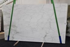 Supply polished slabs 0.8 cm in natural marble CALACATTA CALDIA GL 1039. Detail image pictures 