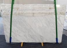 Supply polished slabs 0.8 cm in natural marble CALACATTA CREMO 1263. Detail image pictures 