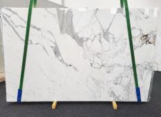 Supply polished slabs 0.8 cm in natural marble CALACATTA EXTRA 1602. Detail image pictures 