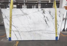 Supply polished slabs 0.8 cm in natural marble CALACATTA GREEN 1828M. Detail image pictures 