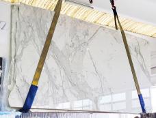Supply polished slabs 0.8 cm in natural marble CALACATTA ORO EXTRA CL0260. Detail image pictures 