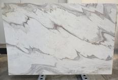 Supply honed slabs 0.8 cm in natural marble CALACATTA WAVE 1451. Detail image pictures 