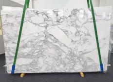 Supply polished slabs 0.8 cm in natural marble CALACATTA 1516. Detail image pictures 