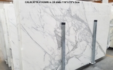 Supply polished slabs 0.8 cm in natural marble CALACATTA 1426M. Detail image pictures 