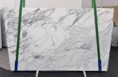 Supply polished slabs 0.8 cm in natural marble CALACATTA 1188. Detail image pictures 