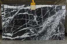Supply polished slabs 0.8 cm in natural marble MONACO BLACK T0032. Detail image pictures 