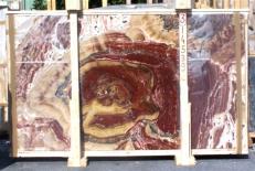 Supply polished slabs 0.8 cm in natural onyx ONYX MULTICOLOR E-14539. Detail image pictures 