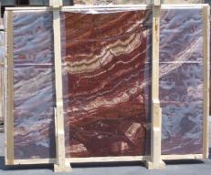 Supply polished slabs 0.8 cm in natural onyx ONYX RED EXTRA E-14637. Detail image pictures 