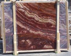 Supply polished slabs 0.8 cm in natural onyx ONYX RED EXTRA E-14637. Detail image pictures 