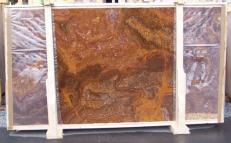 Supply polished slabs 0.8 cm in natural onyx ONYX RED E-OR14640. Detail image pictures 
