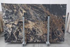 Supply polished slabs 0.8 cm in natural marble picasso black gold 1500. Detail image pictures 