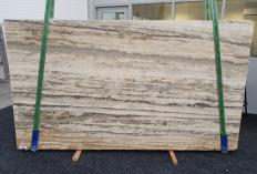 Supply honed slabs 0.8 cm in natural travertine TRAVERTINO SILVER ROMANO 1397. Detail image pictures 