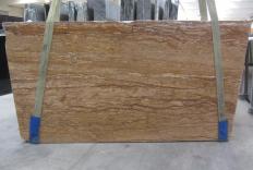 Supply polished slabs 0.8 cm in natural travertine WALNUT TRAVERTINE 1000M. Detail image pictures 