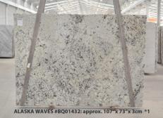 Supply polished slabs 1.2 cm in natural granite WHITE WAVE BQ01432. Detail image pictures 