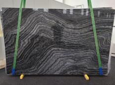 Supply polished slabs 3 cm in natural marble Zebra Black 1696. Detail image pictures 