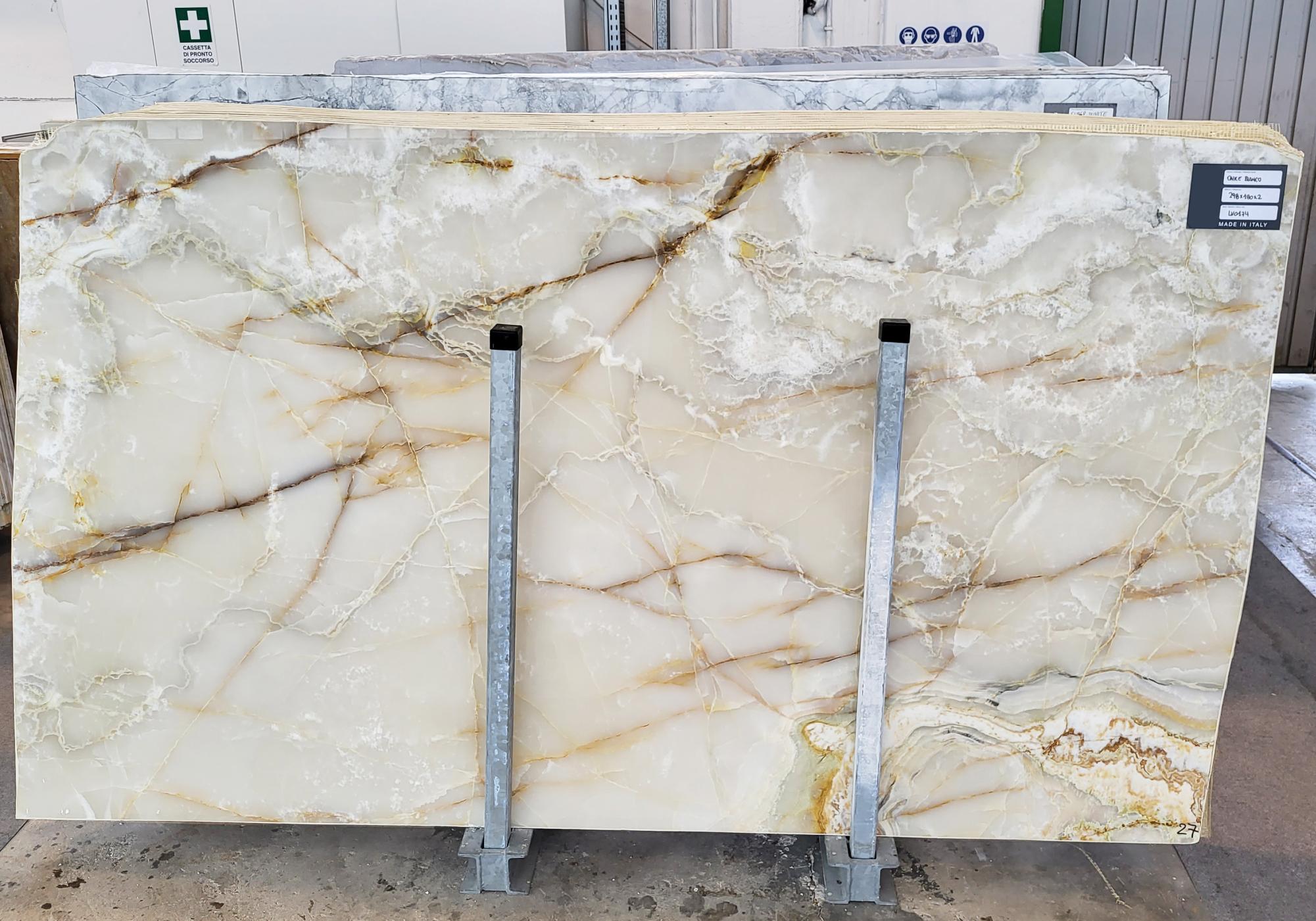 ONICE BIANCO Supply Veneto (Italy) polished slabs ONICE BIANCO.  LV0174 , Slab #27 natural onyx 